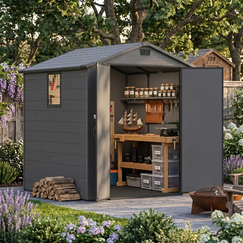 Gardening Tools - Пластиковый сарай для хранения 6x6 футов