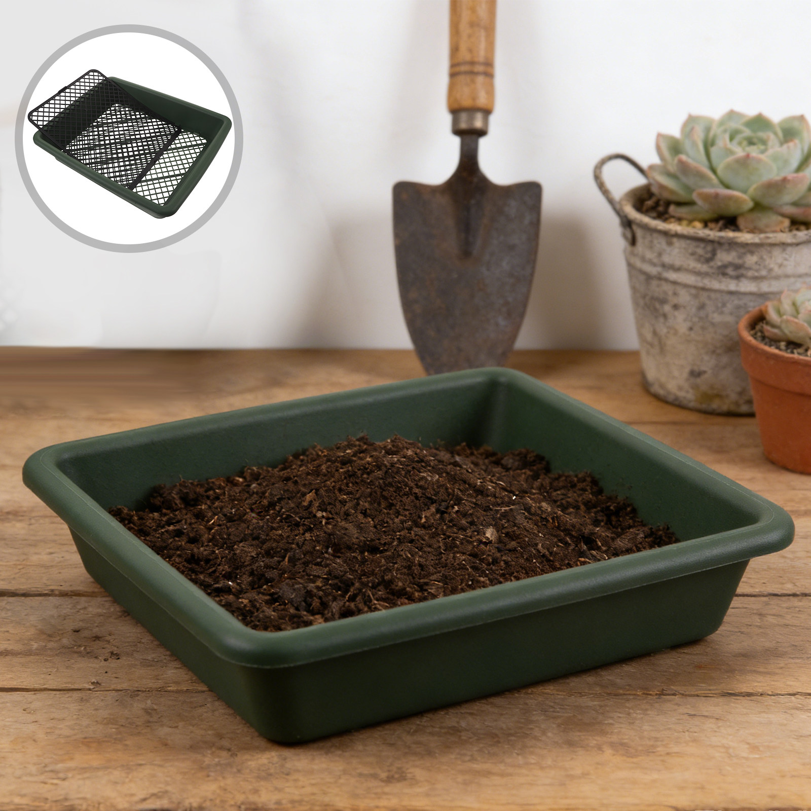 Garden Sieve Soil - Квадратный садовый фильтр-сито для просеивания, регулируемый