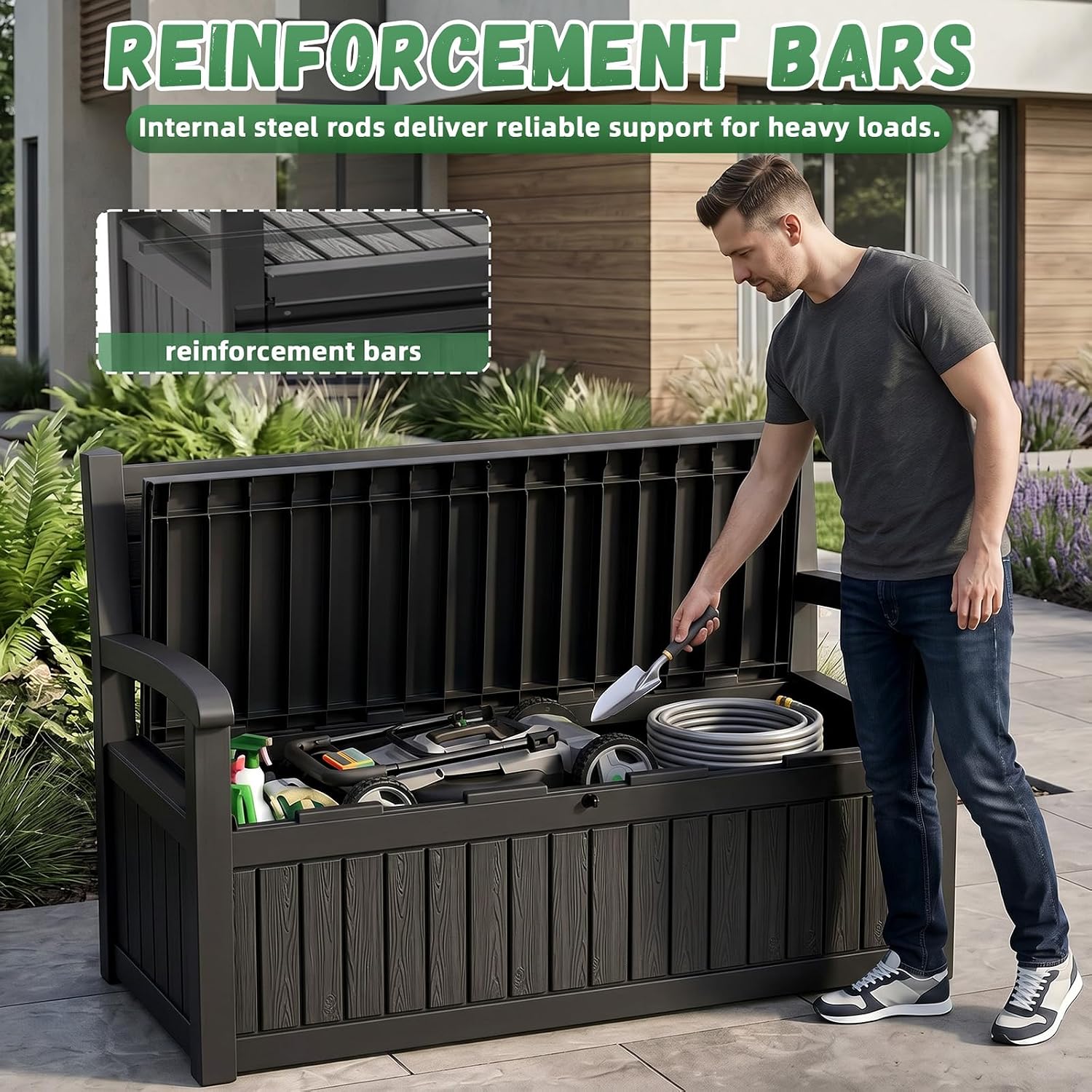 Большой уличный ящик-скамья дл – обзор и цена Gardening Tools Box